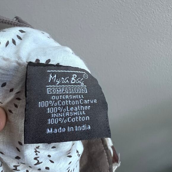 Myra Hairon Leather Canvas Leaf Print Western Boho Small Handbag Boho - Picture 12 of 12